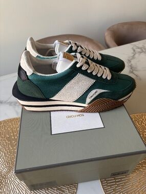 Mens TOM FORD James Sneaker Green and Cream size US 11